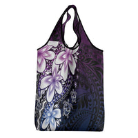 Polynesia Romantic Valentine Grocery Bag Sea Turtle Couple With Purple Gradient Plumeria LT05 - Polynesian Pride