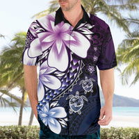 Polynesia Romantic Valentine Hawaiian Shirt Sea Turtle Couple With Purple Gradient Plumeria LT05 - Polynesian Pride