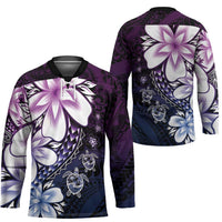 Polynesia Romantic Valentine Hockey Jersey Sea Turtle Couple With Purple Gradient Plumeria LT05 - Polynesian Pride
