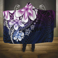 Polynesia Romantic Valentine Hooded Blanket Sea Turtle Couple With Purple Gradient Plumeria LT05 - Polynesian Pride