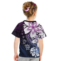 Polynesia Romantic Valentine Kid T Shirt Sea Turtle Couple With Purple Gradient Plumeria LT05 - Polynesian Pride