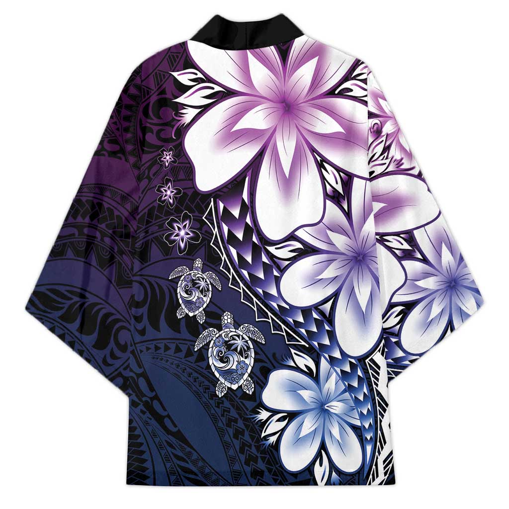 Polynesia Romantic Valentine Kimono Sea Turtle Couple With Purple Gradient Plumeria LT05 - Polynesian Pride