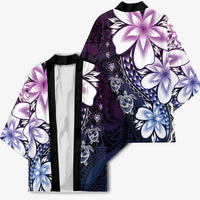 Polynesia Romantic Valentine Kimono Sea Turtle Couple With Purple Gradient Plumeria LT05 - Polynesian Pride