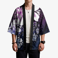 Polynesia Romantic Valentine Kimono Sea Turtle Couple With Purple Gradient Plumeria LT05 - Polynesian Pride