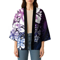 Polynesia Romantic Valentine Kimono Sea Turtle Couple With Purple Gradient Plumeria LT05 - Polynesian Pride