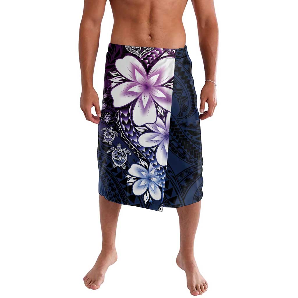 Polynesia Romantic Valentine Lavalava Sea Turtle Couple With Purple Gradient Plumeria LT05 Purple - Polynesian Pride
