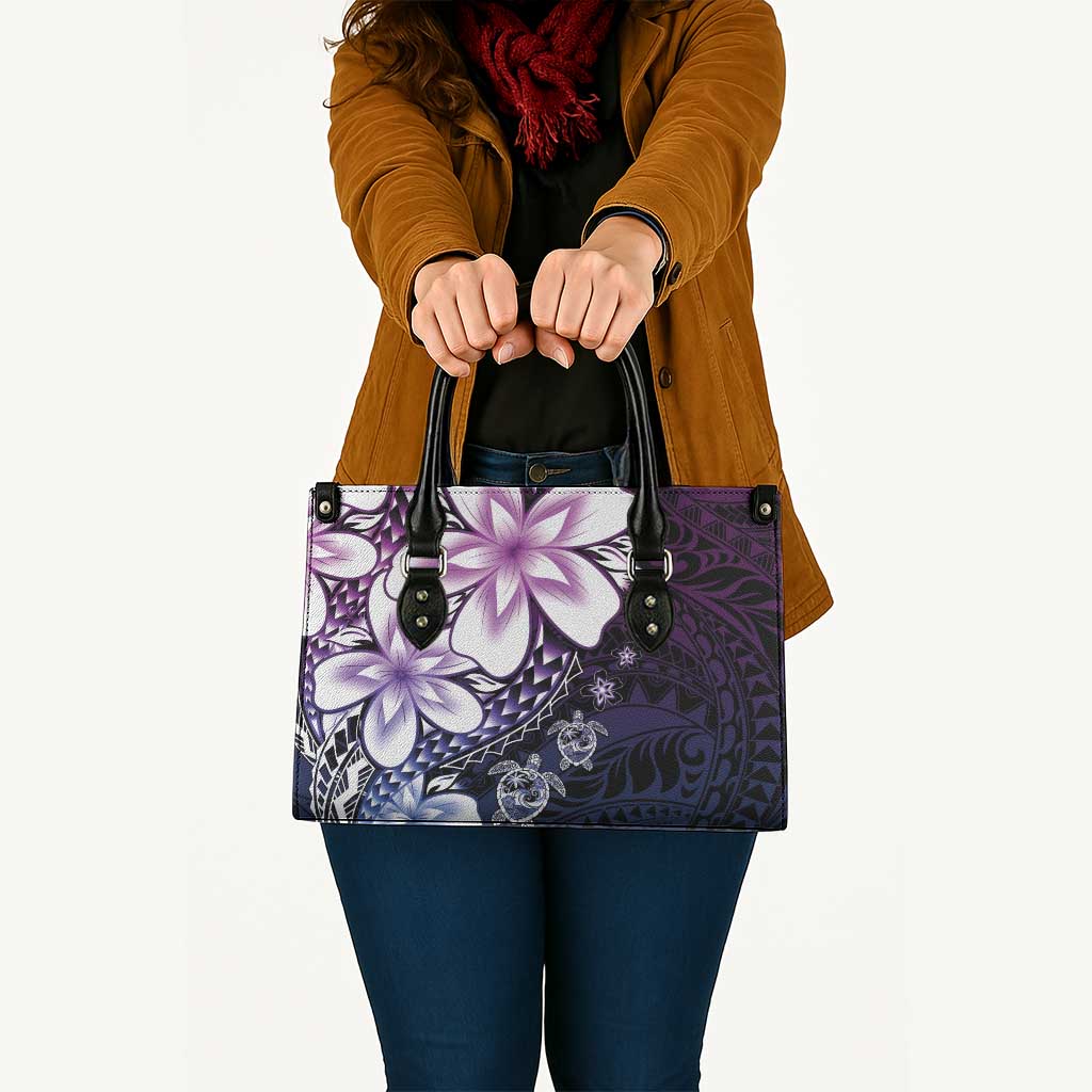 Polynesia Romantic Valentine Leather Bag Sea Turtle Couple With Purple Gradient Plumeria LT05 - Polynesian Pride