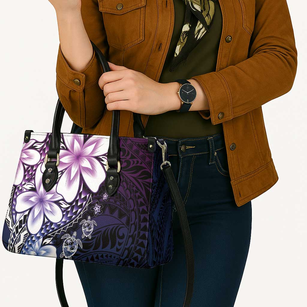 Polynesia Romantic Valentine Leather Bag Sea Turtle Couple With Purple Gradient Plumeria LT05 - Polynesian Pride