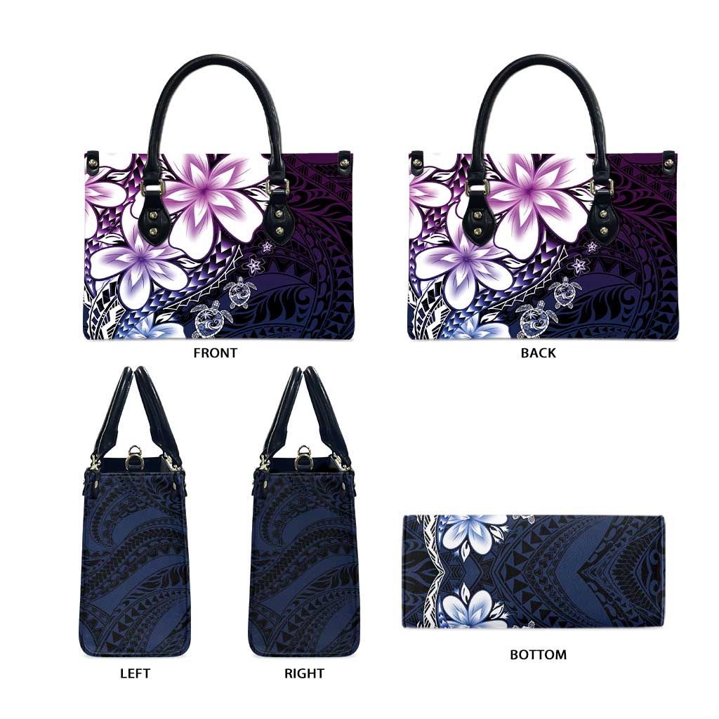 Polynesia Romantic Valentine Leather Bag Sea Turtle Couple With Purple Gradient Plumeria LT05 - Polynesian Pride