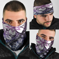 Polynesia Romantic Valentine Neck Gaiter Sea Turtle Couple With Purple Gradient Plumeria LT05 - Polynesian Pride