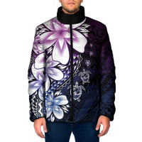 Polynesia Romantic Valentine Padded Jacket Sea Turtle Couple With Purple Gradient Plumeria LT05 Men Purple - Polynesian Pride