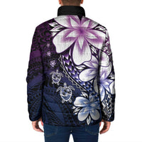 Polynesia Romantic Valentine Padded Jacket Sea Turtle Couple With Purple Gradient Plumeria LT05 - Polynesian Pride