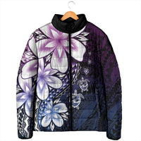 Polynesia Romantic Valentine Padded Jacket Sea Turtle Couple With Purple Gradient Plumeria LT05 - Polynesian Pride