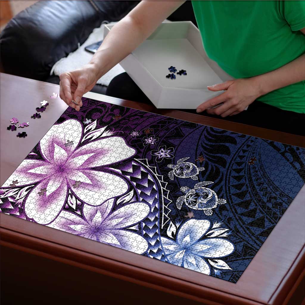 Polynesia Romantic Valentine Puzzle Sea Turtle Couple With Purple Gradient Plumeria LT05 - Polynesian Pride