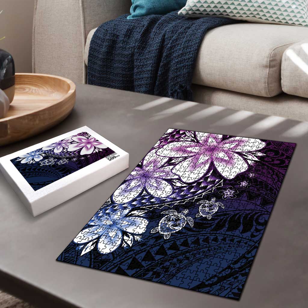 Polynesia Romantic Valentine Puzzle Sea Turtle Couple With Purple Gradient Plumeria LT05 - Polynesian Pride