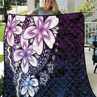 Polynesia Romantic Valentine Quilt Sea Turtle Couple With Purple Gradient Plumeria LT05 Purple - Polynesian Pride