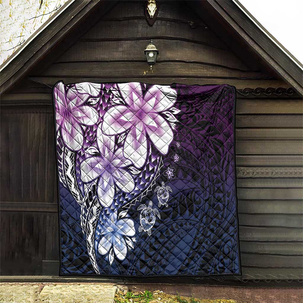 Polynesia Romantic Valentine Quilt Sea Turtle Couple With Purple Gradient Plumeria LT05 - Polynesian Pride