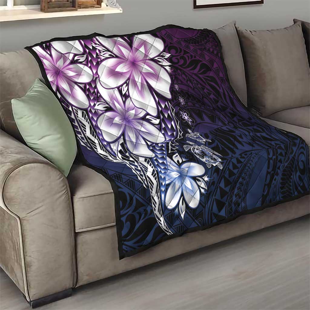 Polynesia Romantic Valentine Quilt Sea Turtle Couple With Purple Gradient Plumeria LT05 - Polynesian Pride
