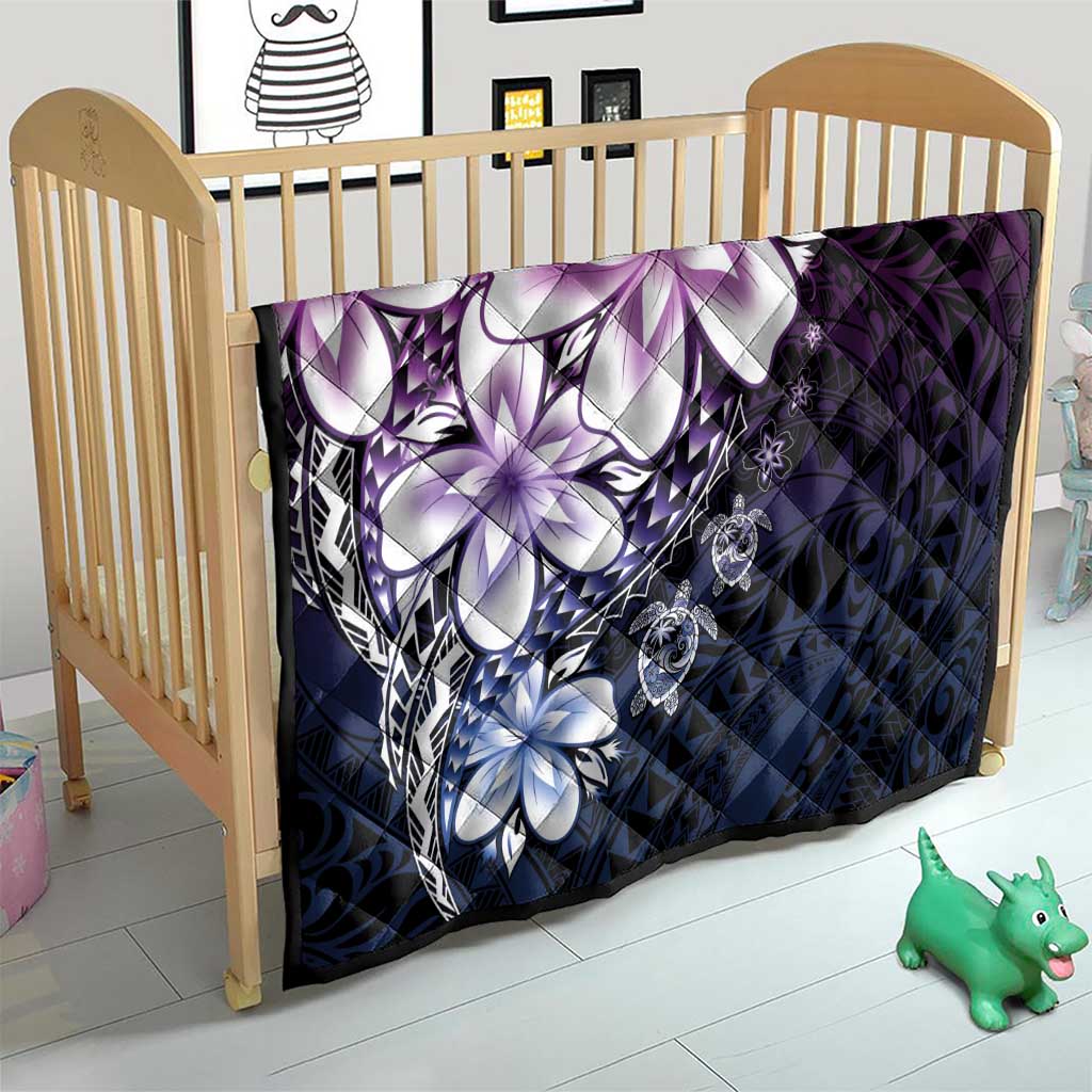 Polynesia Romantic Valentine Quilt Sea Turtle Couple With Purple Gradient Plumeria LT05 - Polynesian Pride