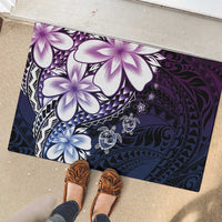 Polynesia Romantic Valentine Rubber Doormat Sea Turtle Couple With Purple Gradient Plumeria