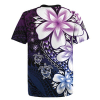 Polynesia Romantic Valentine Rugby Jersey Sea Turtle Couple With Purple Gradient Plumeria LT05 - Polynesian Pride