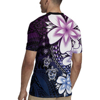 Polynesia Romantic Valentine Rugby Jersey Sea Turtle Couple With Purple Gradient Plumeria LT05 - Polynesian Pride