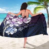Polynesia Romantic Valentine Sarong Sea Turtle Couple With Purple Gradient Plumeria LT05 - Polynesian Pride