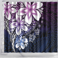 Polynesia Romantic Valentine Shower Curtain Sea Turtle Couple With Purple Gradient Plumeria LT05 - Polynesian Pride