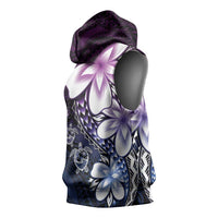 Polynesia Romantic Valentine Sleeveless Hoodie Sea Turtle Couple With Purple Gradient Plumeria LT05 - Polynesian Pride