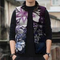 Polynesia Romantic Valentine Sleeveless Puffer Jacket Sea Turtle Couple With Purple Gradient Plumeria LT05 - Polynesian Pride