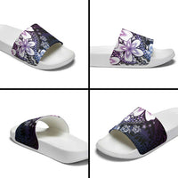 Polynesia Romantic Valentine Slide Sandals Sea Turtle Couple With Purple Gradient Plumeria LT05 - Polynesian Pride