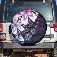 Polynesia Romantic Valentine Spare Tire Cover Sea Turtle Couple With Purple Gradient Plumeria LT05 Purple - Polynesian Pride