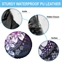 Polynesia Romantic Valentine Spare Tire Cover Sea Turtle Couple With Purple Gradient Plumeria LT05 - Polynesian Pride