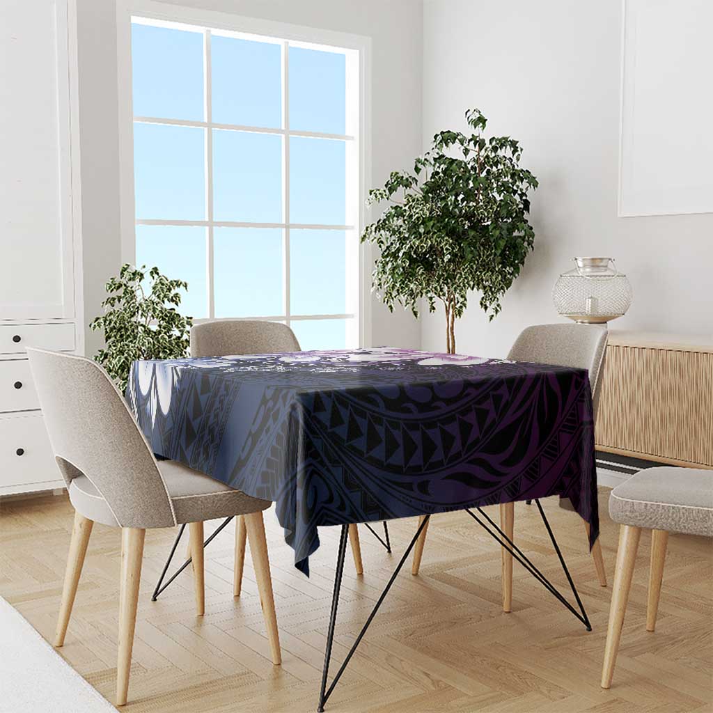 Polynesia Romantic Valentine Tablecloth Sea Turtle Couple With Purple Gradient Plumeria LT05 - Polynesian Pride