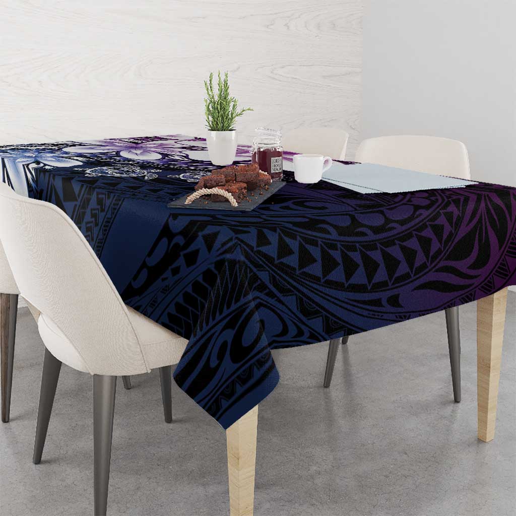 Polynesia Romantic Valentine Tablecloth Sea Turtle Couple With Purple Gradient Plumeria LT05 - Polynesian Pride