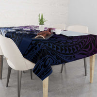 Polynesia Romantic Valentine Tablecloth Sea Turtle Couple With Purple Gradient Plumeria LT05 - Polynesian Pride
