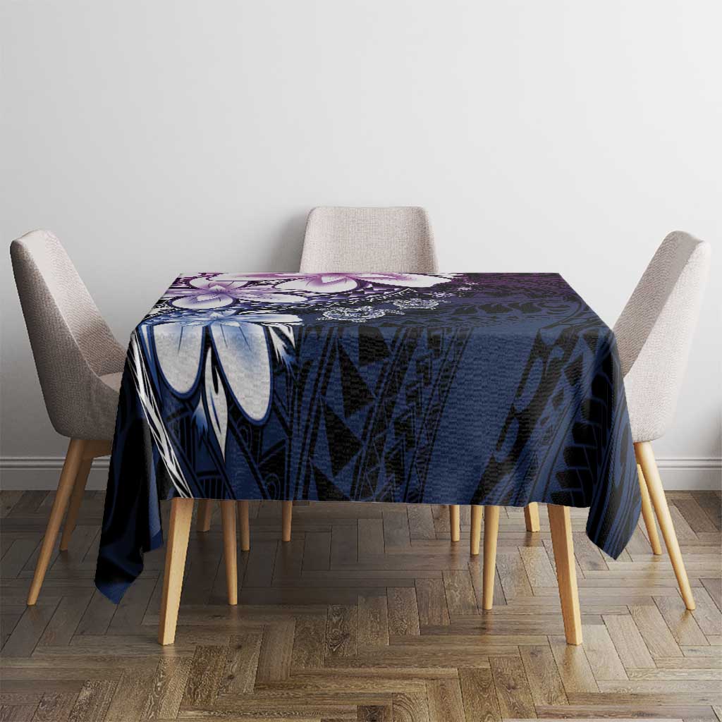 Polynesia Romantic Valentine Tablecloth Sea Turtle Couple With Purple Gradient Plumeria LT05 - Polynesian Pride