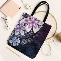 Polynesia Romantic Valentine Tote Bag Sea Turtle Couple With Purple Gradient Plumeria LT05 Black Strap One Size Purple - Polynesian Pride