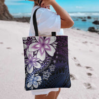 Polynesia Romantic Valentine Tote Bag Sea Turtle Couple With Purple Gradient Plumeria LT05 - Polynesian Pride