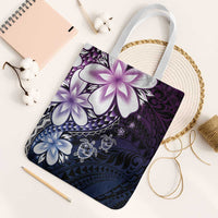 Polynesia Romantic Valentine Tote Bag Sea Turtle Couple With Purple Gradient Plumeria LT05 White Strap One Size Purple - Polynesian Pride
