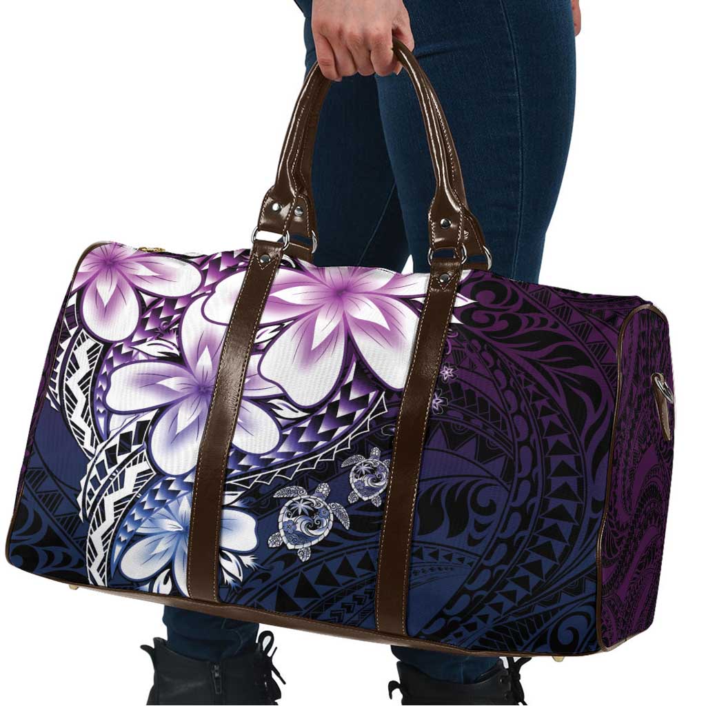 Polynesia Romantic Valentine Travel Bag Sea Turtle Couple With Purple Gradient Plumeria LT05 - Polynesian Pride