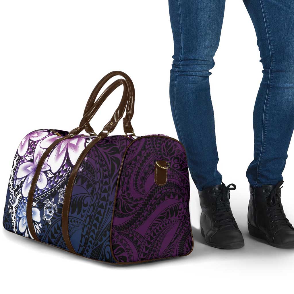 Polynesia Romantic Valentine Travel Bag Sea Turtle Couple With Purple Gradient Plumeria LT05 - Polynesian Pride