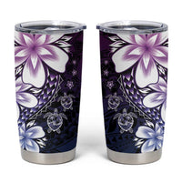 Polynesia Romantic Valentine Tumbler Cup Sea Turtle Couple With Purple Gradient Plumeria LT05 Purple - Polynesian Pride