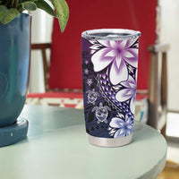 Polynesia Romantic Valentine Tumbler Cup Sea Turtle Couple With Purple Gradient Plumeria LT05 - Polynesian Pride
