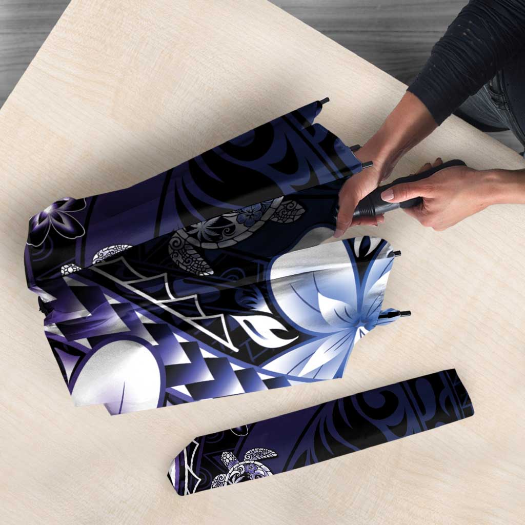 Polynesia Romantic Valentine Umbrella Sea Turtle Couple With Purple Gradient Plumeria LT05 - Polynesian Pride