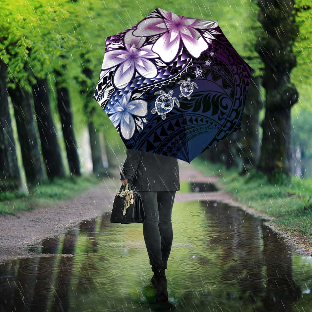 Polynesia Romantic Valentine Umbrella Sea Turtle Couple With Purple Gradient Plumeria LT05 - Polynesian Pride
