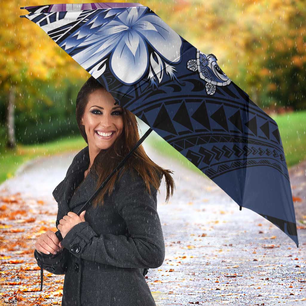 Polynesia Romantic Valentine Umbrella Sea Turtle Couple With Purple Gradient Plumeria LT05 - Polynesian Pride