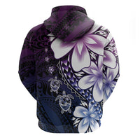 Polynesia Romantic Valentine Zip Hoodie Sea Turtle Couple With Purple Gradient Plumeria LT05 - Polynesian Pride