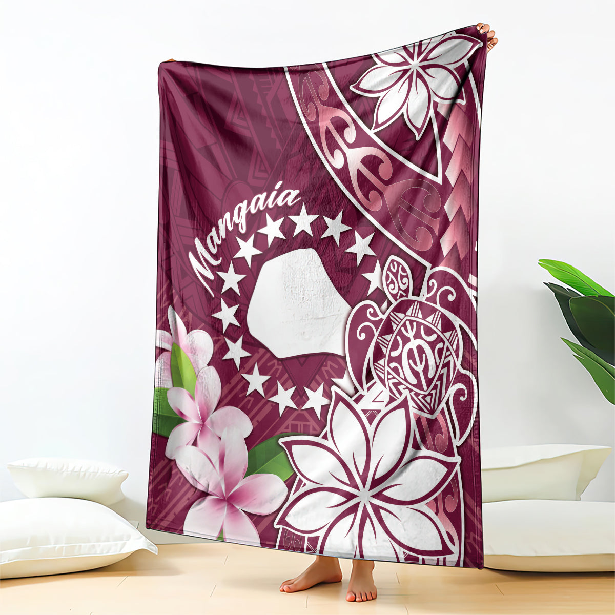Cook Island Mangaia Gospel Day Blanket Floral Tribal Pattern LT05 - Polynesian Pride