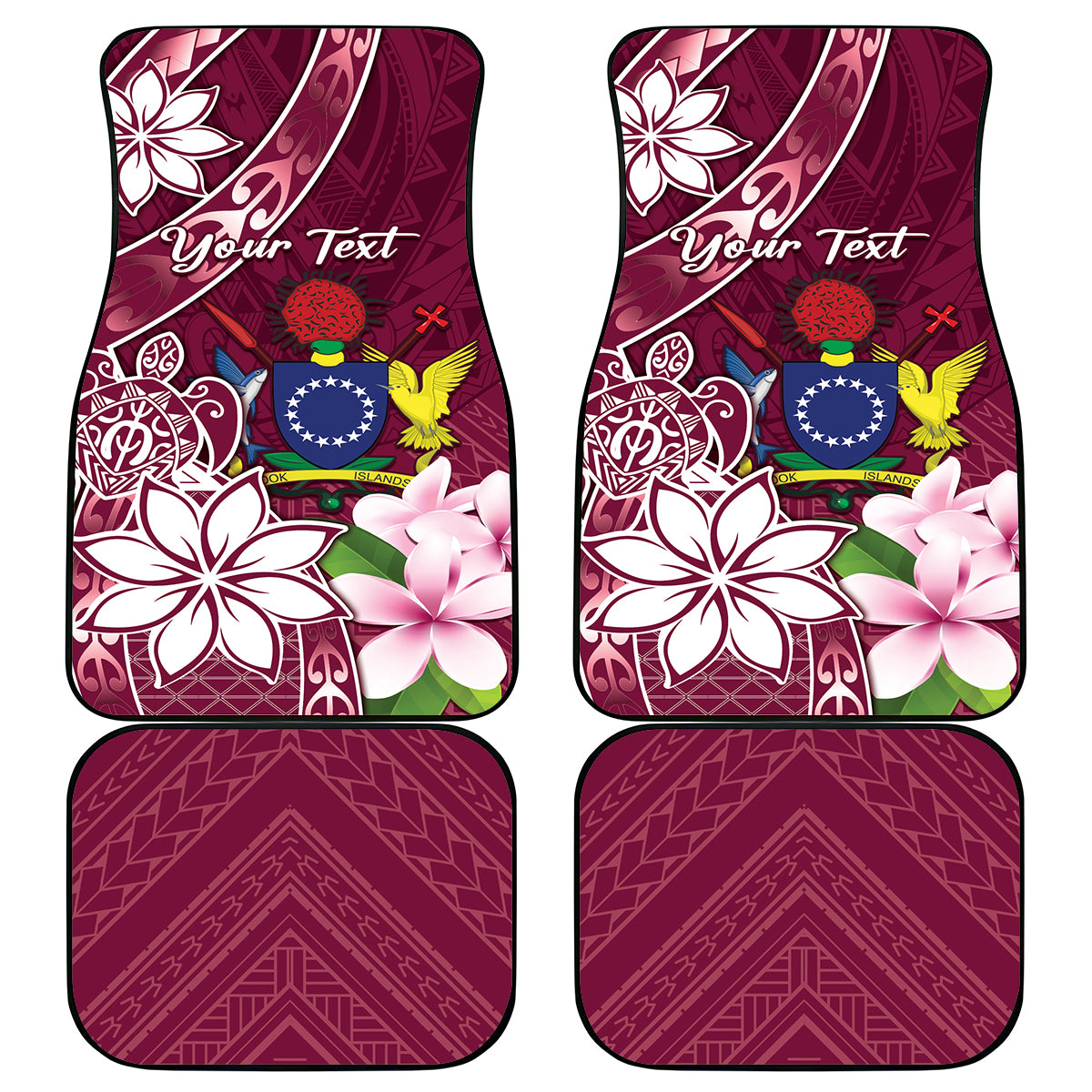 Personalised Cook Island Mangaia Gospel Day Car Mats Floral Tribal Pattern LT05 - Polynesian Pride